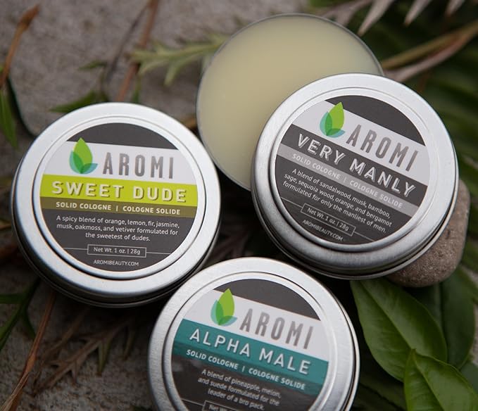 Aromi Sweet Dude Solid Cologne | Spicy, Citrus Men's Fragrance, Oakmoss and Orange Scent, Vegan, Cruelty-free, Gift, Travel, Wax-Based, Alcohol-Free (Sweet Dude)