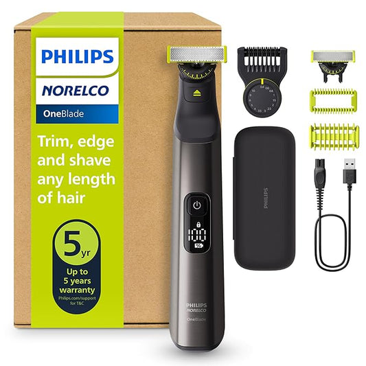 Norelco Philips OneBlade 360 Pro Face + Body, Hybrid Electric Beard Trimmer, Shaver and Bodygroomer, with 360 Blade Technology, Model QP6552/90