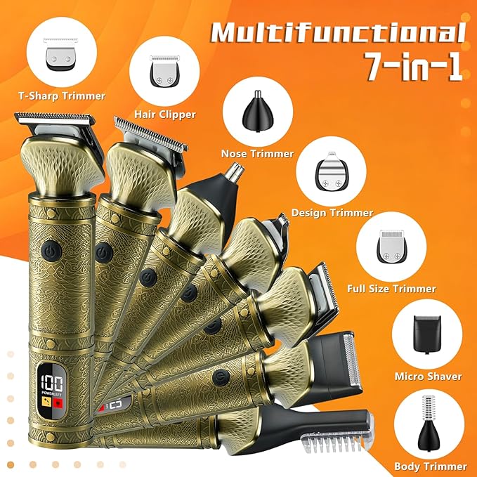 Mens Cordless Hair Clippers, Barber Professional Clippers for Hair Cutting, Metal Body Electric Beard Trimmer for Men,Smart Charge Technology for Convenient at Home Haircutting