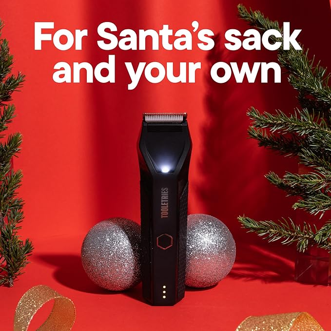 TOOLETRIES The Shearer - Groin & Body Hair Trimmer for Men, Electric Shaver for Pubic Hair, Balls, Groin, Chest, Legs, Waterproof Wet/Dry Clippers, Rechargeable, Bonus Shower Kit