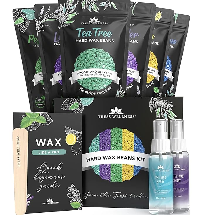 Tress Wellness Wax Beads - Safe for Skin - Dermatologically Tested - At-Home Kit for Bikini, Brazilian & Full Body - Variety 1.3lb