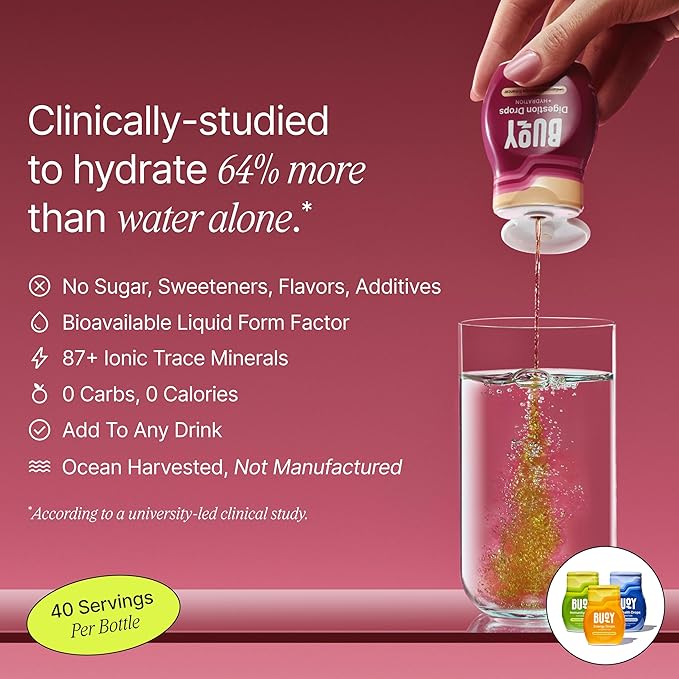 Buoy Electrolyte Drops Variety Pack Digestion + Brain + Energy + Immunity | 160 Servings | No Sugar, No Sweeteners | Dietitian Recommended | Trace Minerals | Unflavored, Subtle Mineral Taste