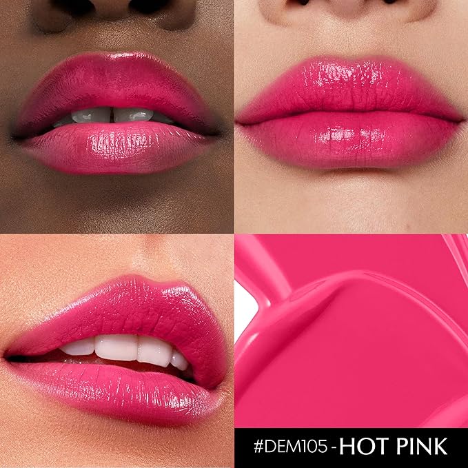 Hot Pink Lipstick for Women Hydrate Lip Gloss Lipsticks Moisture Lip Gloss Sheer Coverage Long Lasting Lipstick for Dry Lips (DM105 HotPink)