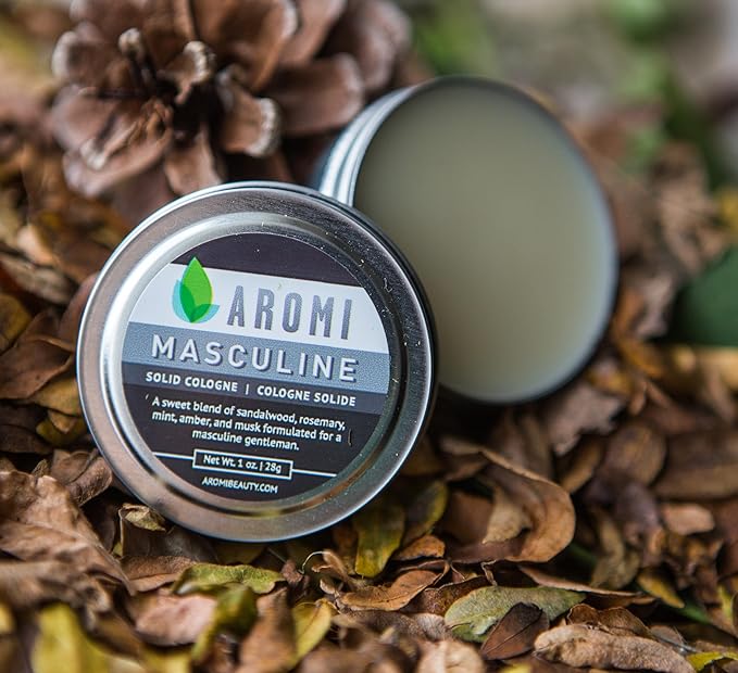 Aromi Masculine Solid Cologne | Sweet, Musky Fragrance for Men, Sandalwood Musk Scent, Father's Day Gift, Travel, Concentrated, Portable (Masculine)