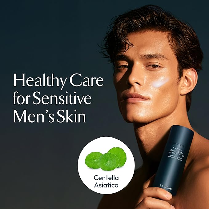 LA MUSE Homme Daily All-in-One Face Moisturizer for Men | 3-in-1 Toner, Lotion, Essence | Lightweight, Hydrating After-Shave Lotion for Oily & Sensitive Skin | Korean Skincare | Original Size