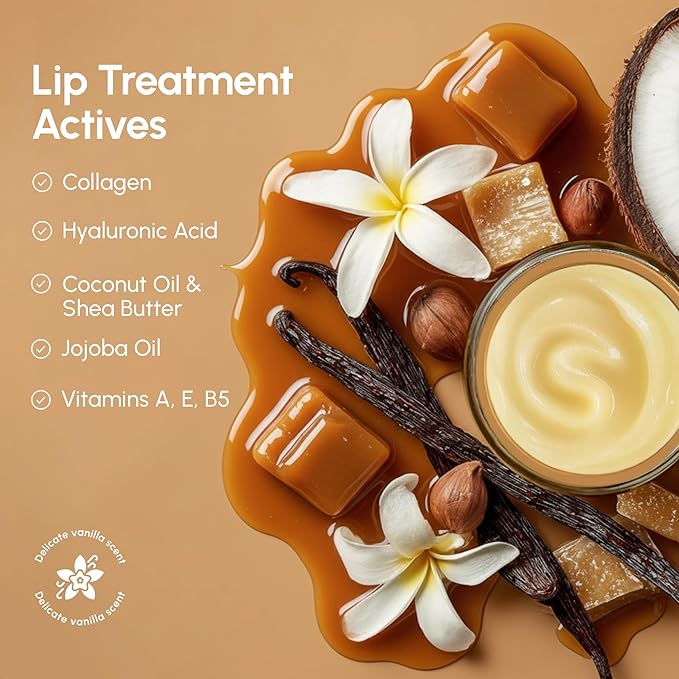 MAREE Lip Mask Overnight - Vanilla Lip Moisturizer For Very Dry Lips - Hydrating Lip Butter with Collagen, Shea Butter & Jojoba Oil - Day & Night Lip Treatment Sleeping Mask - Hidratante de Labios