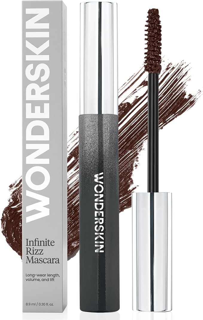 Wonderskin Infinite Rizz Mascara - Brown Mascara For Volume And Length, Long-Wear, Smudge-Proof & Water-Resistant Volumizing Lash Makeup (Brown)