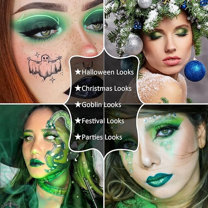 Boobeen 25 Colors Eyeshadow Palette, Highly Pigmented Matte Shimmer Glitter Eyeshadows, Long Lasting & Blendable Colorful Makeup Palette for Day Night Party Halloween