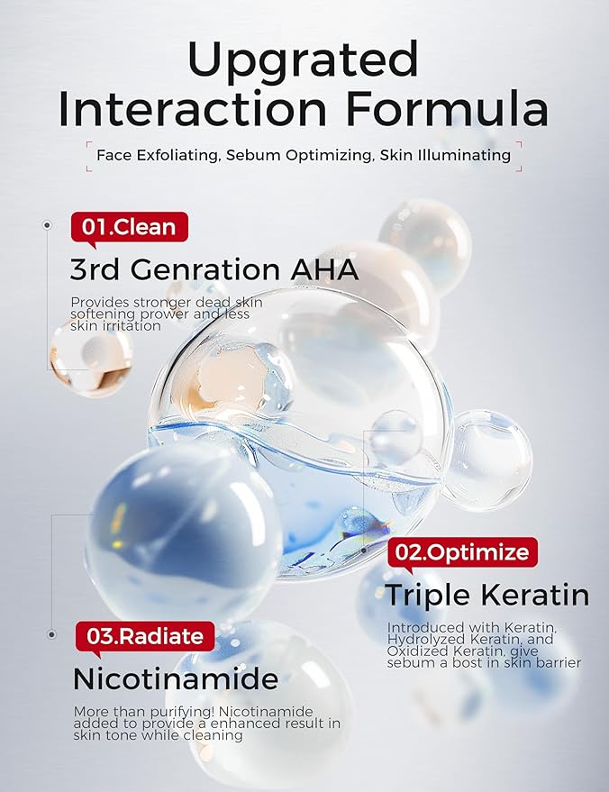 Exfoliating Face Wash: Gentle Face Exfoliator Peeling Gel with PHA & AHA, Niacinamide - Facial Scrub Cleanser Purifying Skin Blackhead Pore Refining Deep Cleansing Moisturizing |7.05OZ