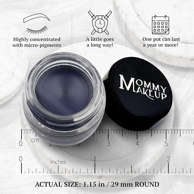 Mommy Makeup Waterproof Stay Put Gel Eyeliner Pot with Micropigments - Smudge-Proof, Long Lasting, Highly Pigmented Cream Eye Liner, 0.14 oz (Blue Angel)