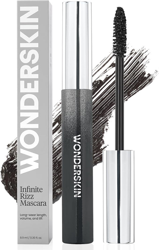 Wonderskin Infinite Rizz Mascara - Black Mascara for Volume and Length, Long-Wear, Smudge-Proof & Water-Resistant Volumizing Lash Makeup (Black)