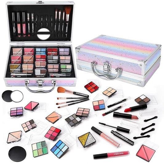 Makeup Kit for Women Girls, Fashionable Make Up Present Set for Beginners Professionals Traveler with Case, Makeup Essential with Eyeshadow Palette, Lip Gloss, Mascara,Foundation Face Primer(Rainbow)