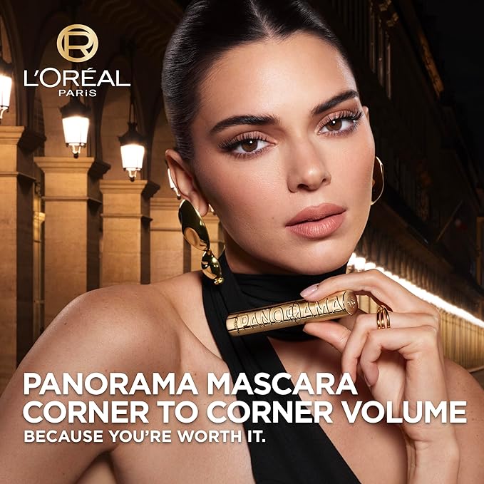 L'Oreal Paris Voluminous Panorama Mascara, Volumizing and Lengthening Mascara, Waterproof Longwear and Smudge Resistant Make Up, Black, 0.33 Fl Oz