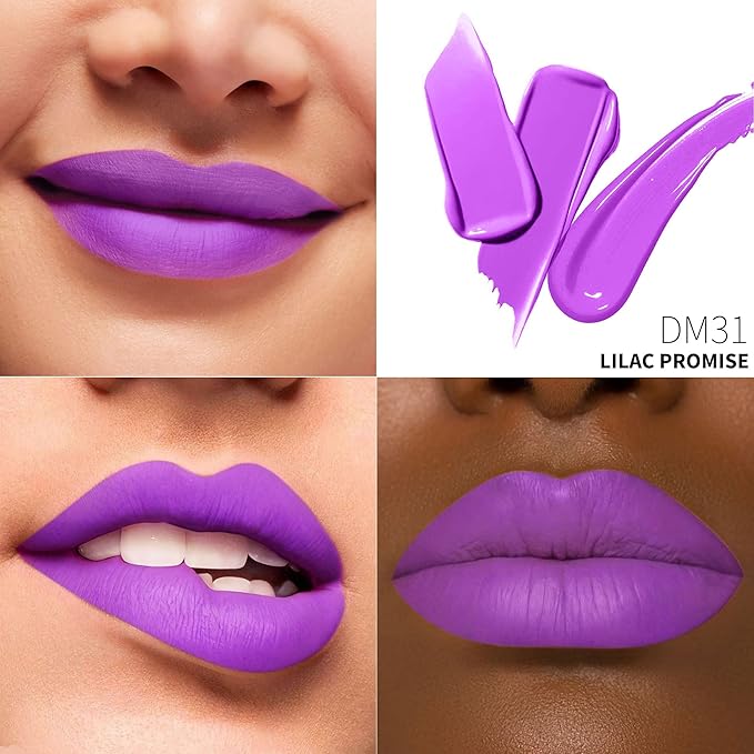 Purple Lipstick Matte for Women SuperStay Long Lasting Lipstick Smudge Proof No Transfer Liquid Lipsticks, Cruelty Free Lip Makeup,DM31 Lilac Promise