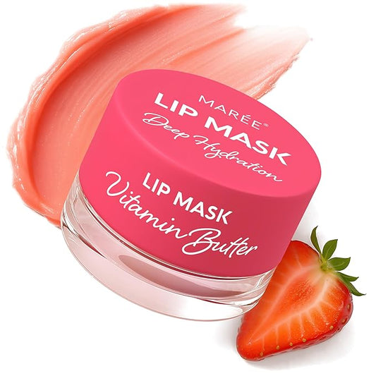 MAREE Lip Mask Overnight - Lip Moisturizer For Very Dry Lips - Hydrating Lip Butter Balm with Hyaluronic Acid & Collagen - Overnight Lip Treatment - Lip Sleeping Mask Repair - Hidratante de Labios