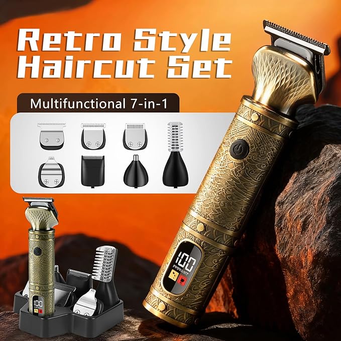 Mens Cordless Hair Clippers, Barber Professional Clippers for Hair Cutting, Metal Body Electric Beard Trimmer for Men,Smart Charge Technology for Convenient at Home Haircutting