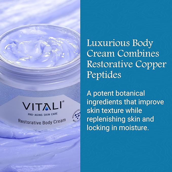 Vitali Restorative Body Cream with Copper Peptides: Advanced formula helps to diminish the appearance of fine lines and greatly improve overall texture. - 6 fl. oz.