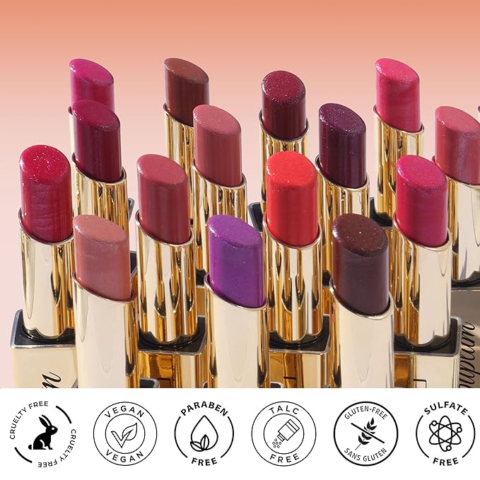 Nude Red Pink Lipstick Set for Women Shimmer Tinted Lip Balm Hydrating Moisturizing Lip Gloss Cruelty Free Lip Makeup, DM107/108/109