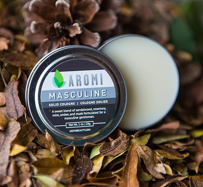 Aromi Masculine Solid Cologne | Sweet, Musky Fragrance for Men, Sandalwood Musk Scent, Father's Day Gift, Travel, Concentrated, Portable (Masculine)