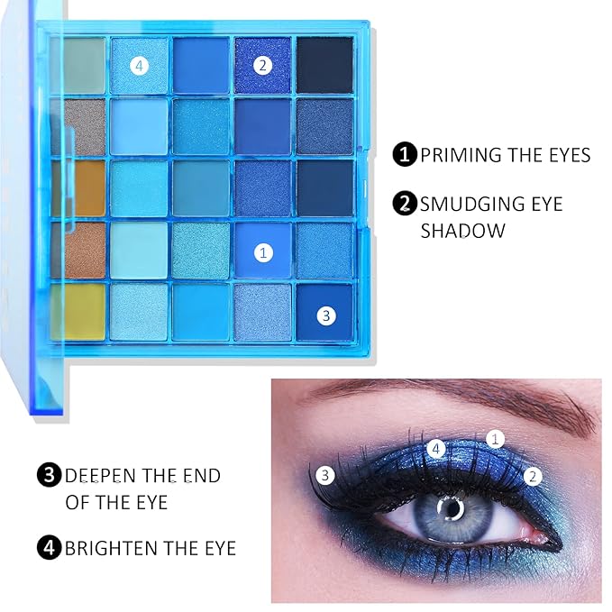 Boobeen 25 Colors Eyeshadow Palette, Highly Pigmented Matte Shimmer Glitter Eyeshadows, Long Lasting & Blendable Colorful Makeup Palette for Day Night Party Halloween