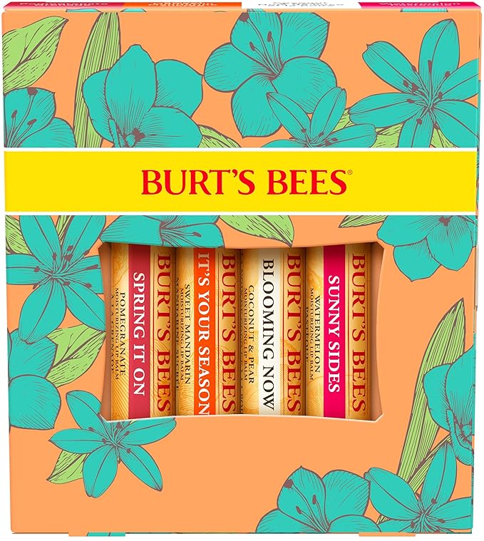 Burt's Bees Gifts Ideas - Just Picked Lip Balm Set, Pomegranate, Watermelon, Sweet Mandarin, Coconut & Pear, Natural Origin Lip Treatment, 4 Tubes, 0.15 oz.